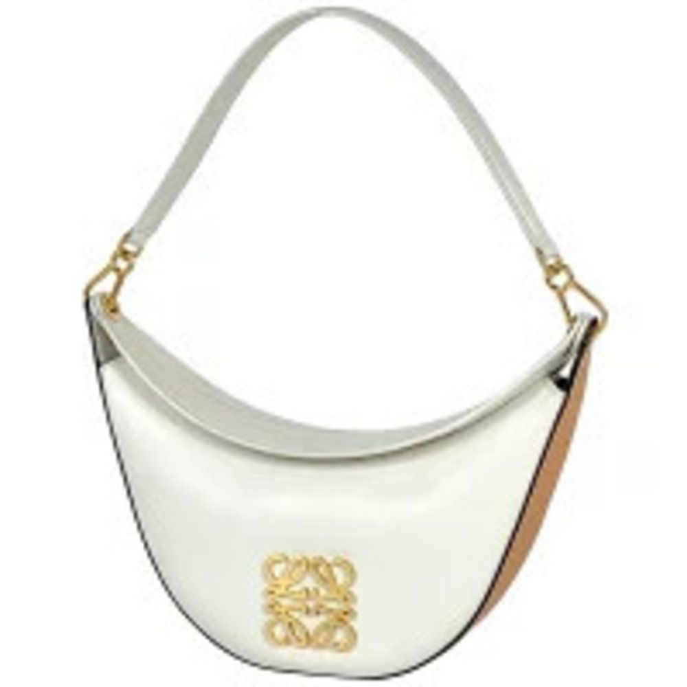 Loewe Luna Bag Anagram Hobo Handbag Leather White Beige